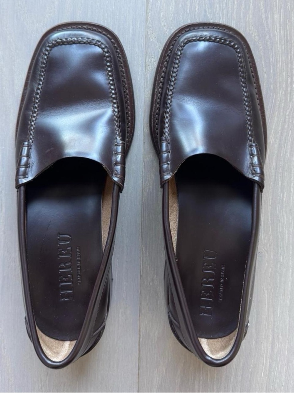HEREU Women’s Borada Leather Slip-On Loafers in Dark Brown